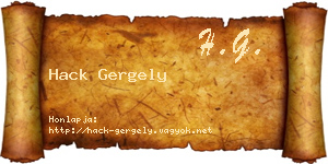 Hack Gergely névjegykártya